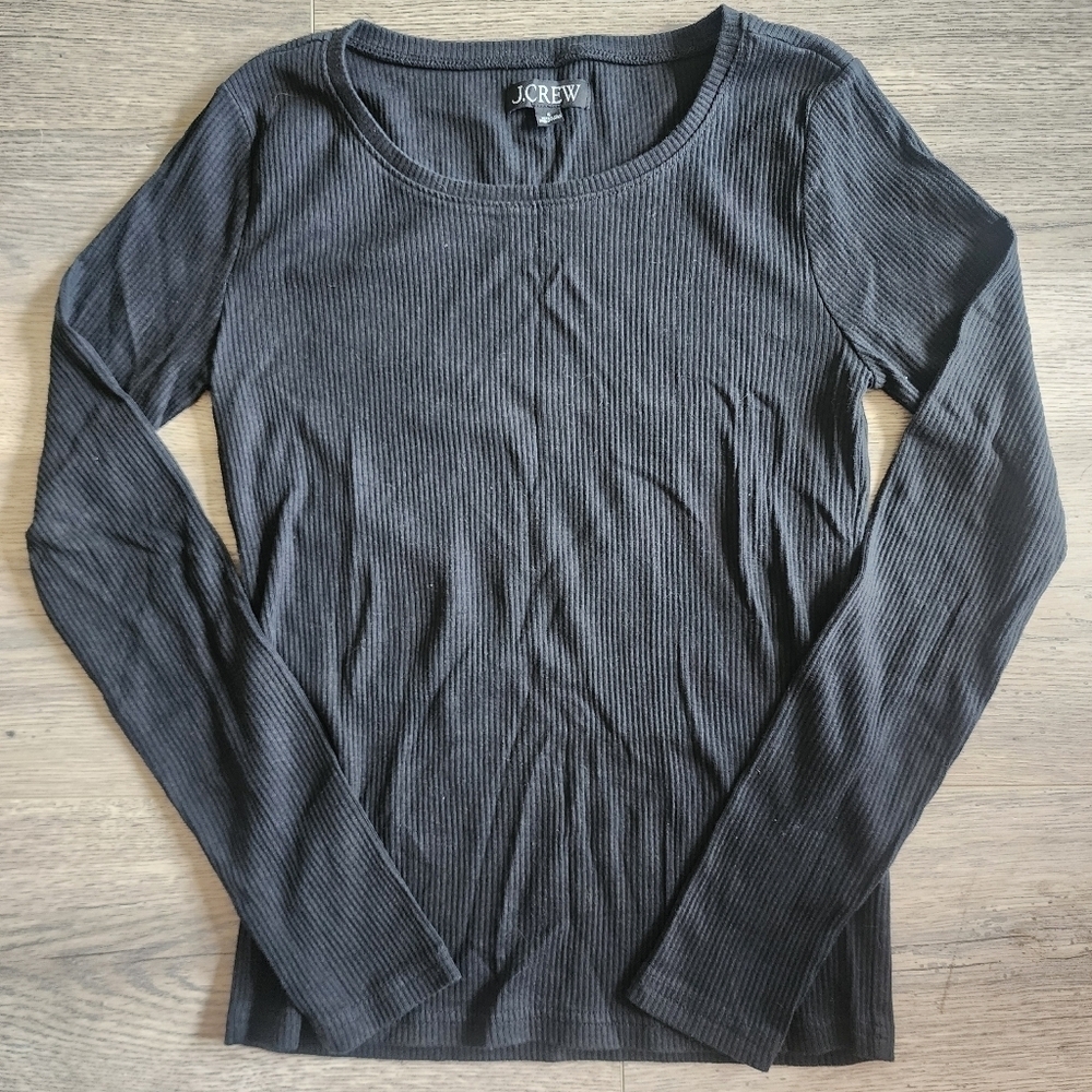 J. Crew Long-sleeve T-shirt Vintage Rib Black Shirt Size Small S Classic Basic